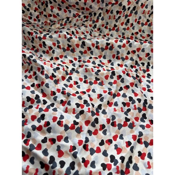 Heart Print 100% Silk Scarf 25" X 25" Square Vintage Handmade Lightweight - Picture 4 of 5